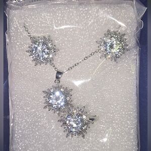 🆕️ Simulated Diamond Ring (Size 6.0), Earrings & Pendant Necklace